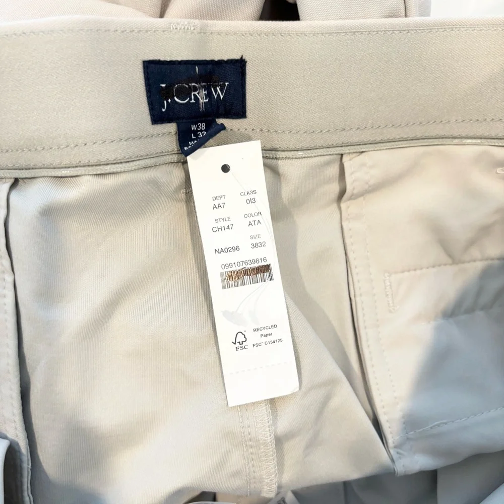 NWT J. Crew 1040 Athletic Tapered-fit Tech Pant Ashen Taupe